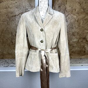 Ruff Hewn Jacket Suede Leather Vintage‎ Women's Size Large Metal Buttons Pockets